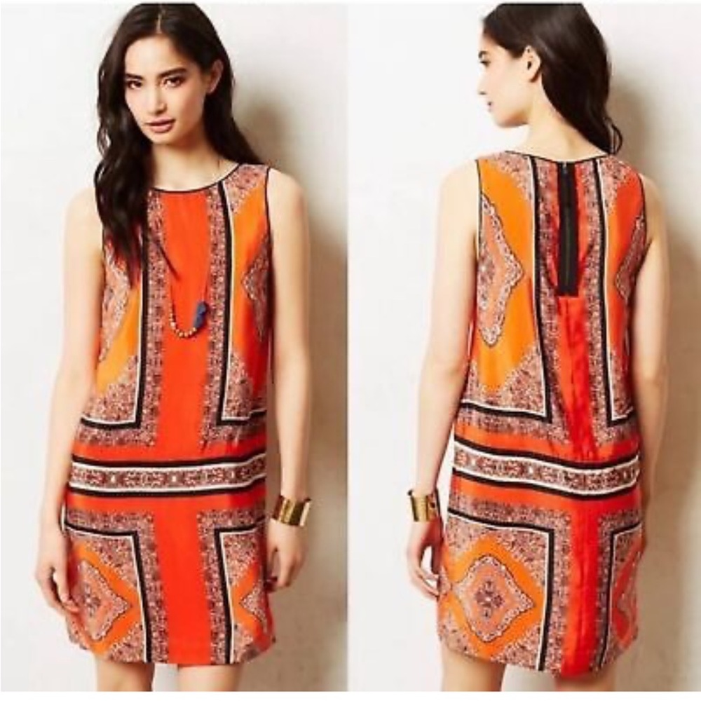 Anthropologie Maeve Silk Canna Shift Dress
